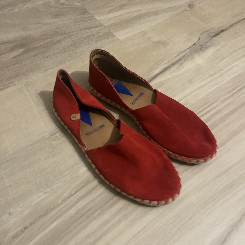 Women's Red Canvas Espadrilles Slip-On Flats